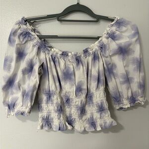 Levi's White and Purple Off-Shoulder Blouse